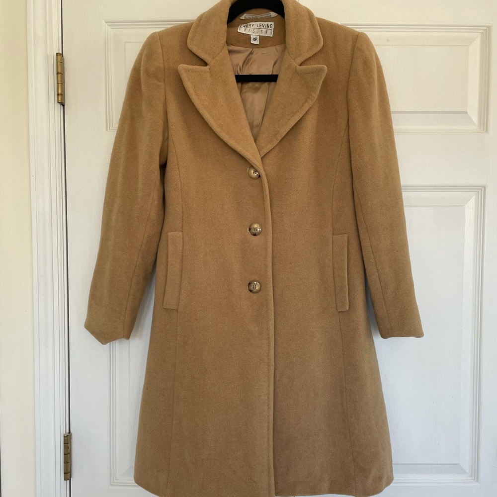 Larry Levine Tan Camel Hair Wool Coat